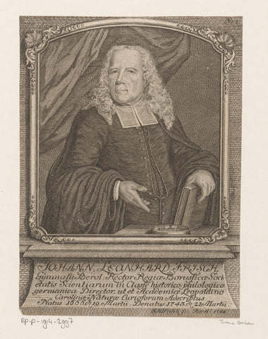 Portret van Johann Leonhard Frisch, Ferdinand Helfreich Frisch, 1744 Canvas Print