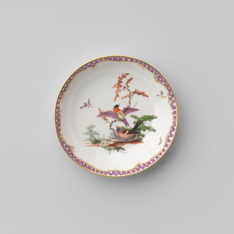 Saucer with birds in a landscape, Ansbach, c. 1765 Canvas Print