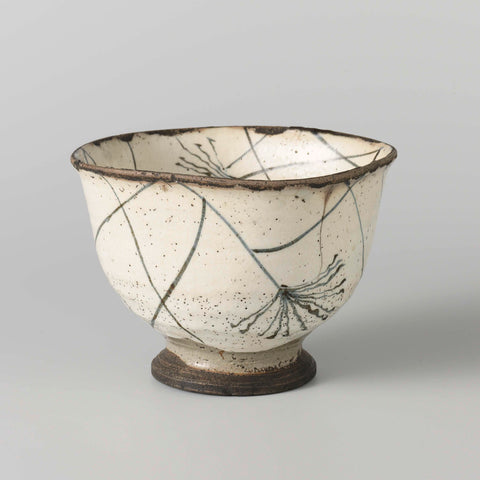 Square tea bowl with grasses, anonymous, Kiyomizu Rokubei, c. 1750 - c. 1799 Canvas Print