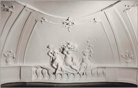 Detail of ceiling with putti holding grapes (Autumn), after restoration, 1982 Canvas Print