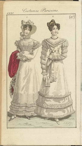 Journal des Dames et des Modes, editie Frankfurt 1 July 1821, Costumes Parisienes (27), anonymous, 1821 Canvas Print