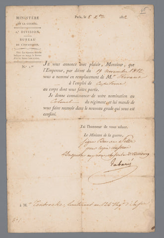 Document, anonymous, 1812 Canvas Print