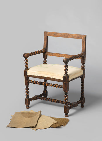 Neo-Renaissance style chair with slung parts and upholstered seat, anonymous, c. 1880 - c. 1920 Canvas Print