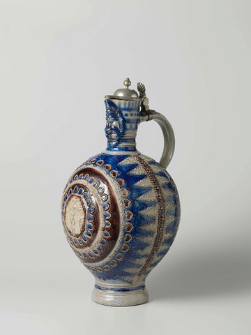 Jug with a coat of arms among concentric circles, anonymous, c. 1650 - c. 1670 Canvas Print