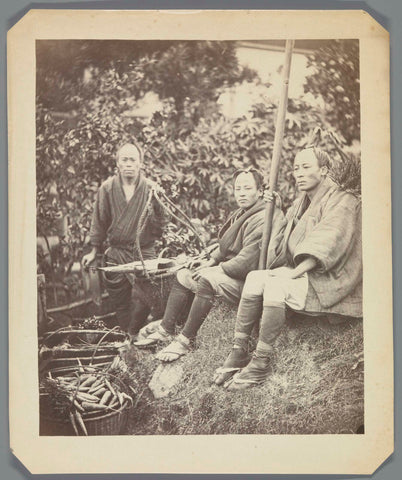 Portrait of Three Farmers, Antoon Bauduin, c. 1863 - c. 1870 Canvas Print