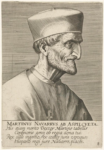 Portrait of Martinus Ab Azpilcueta, Philips Galle, 1587 - 1606 Canvas Print