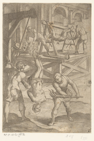 Torture: Hanging and burning, Antonio Tempesta, 1565 - 1630 Canvas Print