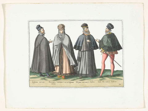 Three men and a woman dressed according to foreign fashion, ca. 1580, anonymous, 1872 - 1875 Canvas Print