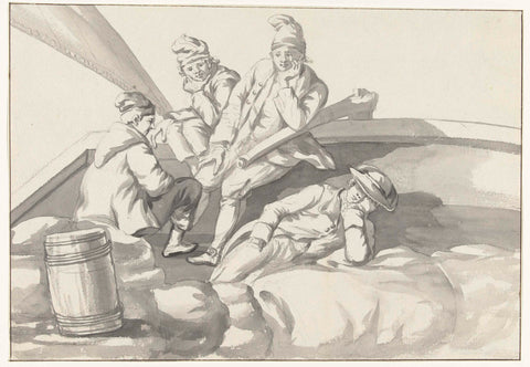 Crew on a ship, Louis Ducros, 1778 Canvas Print