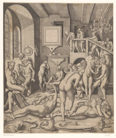 Bathhouse with men and women, Virgil solis, 1524 - 1562 Canvas Print