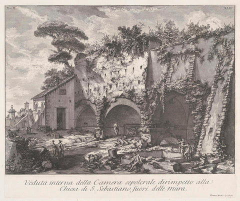 Tomb opposite Saint Sebastian outside the Walls in Rome, Giovanni Battista Piranesi, c. 1756 - c. 1757 Canvas Print