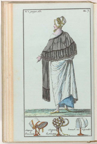 Le Mois, Journal historique, littéraire et critique, avec figures, Tome 1, No. 1, page 15, An. 7 (1799): Chapeau à l'écossaise..., L.F. Labrousse (possibly), 1799 Canvas Print