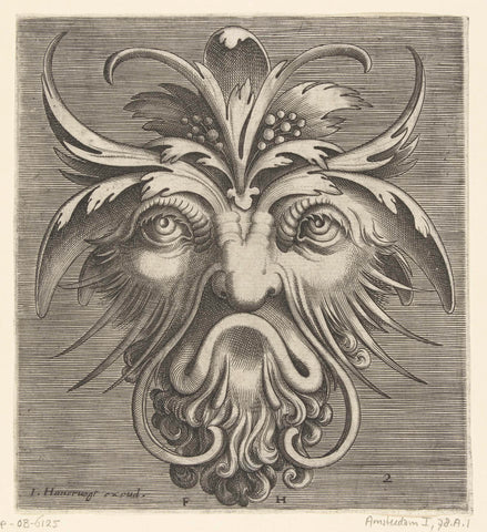 Mask with a beard with curls, Frans Huys, c. 1600 - c. 1650 Canvas Print