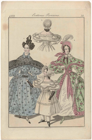 Journal des Dames et des Modes, Frankfurt 1833, Costumes Parisiens (32), Friedrich Ludwig Neubauer, 1833 Canvas Print