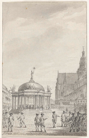 The Temple on the Grote Markt in Haarlem on the occasion of the swearing-in of the Government Regulations, 5 September 1787, Jacobus Buys, 1787 - 1801 Canvas Print