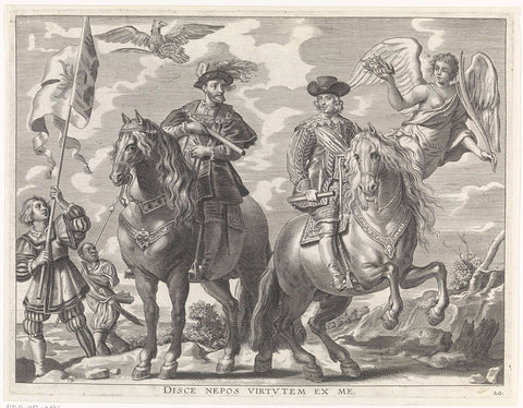 Charles V and Ferdinand on horseback, Pieter de Jode (II), 1636 Canvas Print