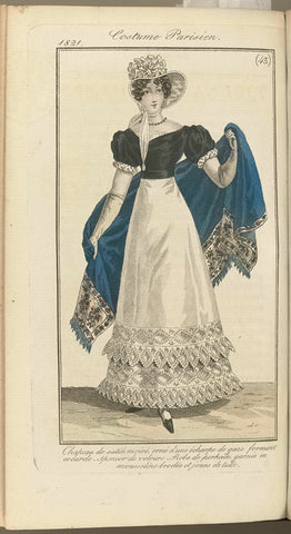 Journal des Dames et des Modes, editie Frankfurt 21 October 1821, Costume Parisien (43) : Chapeau de satin moiré (...), anonymous, 1821 Canvas Print