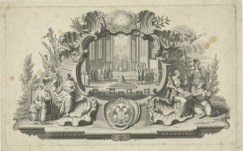 Vignette with the Coronation of Francis I Stefan as Emperor, 1745, Jan Caspar Philips, 1746 Canvas Print