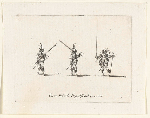 Exercises with a musket: loading a musket, Jacques Callot, 1635 Canvas Print