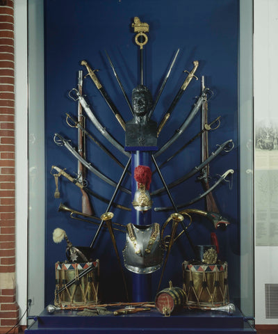 Display case room 112 with weapons and bust, seen from the front, 1969 - 2003 Canvas Print