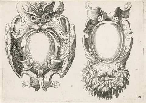 Twee cartouches, anonymous, 1657 - 1685 Canvas Print