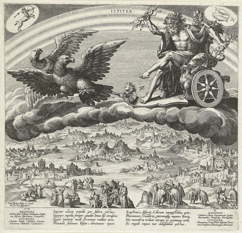 The planet Jupiter and its influence on the world, Johann Sadeler (I), 1585 Canvas Print