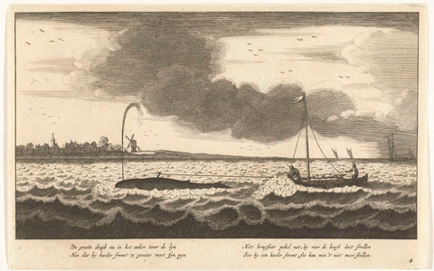 The whale on a line, 1682, Abraham de Blois, 1682 Canvas Print