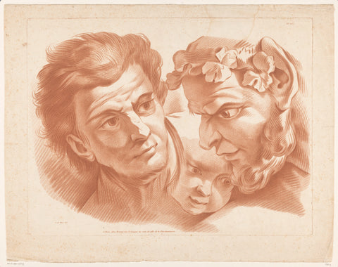 Three Heads, Louis Marin Bonnet (possibly), Louis Marin Bonnet, 1746 - 1793 Canvas Print