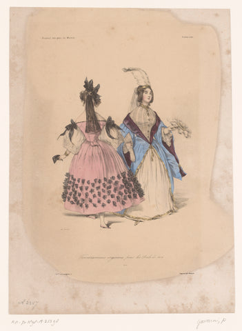 Two women in ball gowns, Paul Gavarni, 1834 Canvas Print