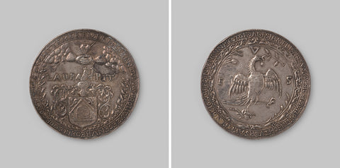 Medal on the occasion of the 25th wedding anniversary of Laurens Pit and Elisabeth Vogels in 1658, anonymous, 1658 Canvas Print