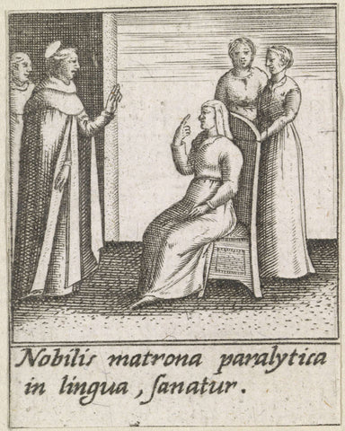 Miraculous healing of a stupid woman by Saint Hyacinth of Poland, Johann Sadeler (I) (possibly), 1595 - 1600 Canvas Print