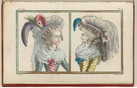 Cabinet des Modes ou les Modes Nouvelles, 1 July 1786, pl. II, A.B. Duhamel, 1786 Canvas Print