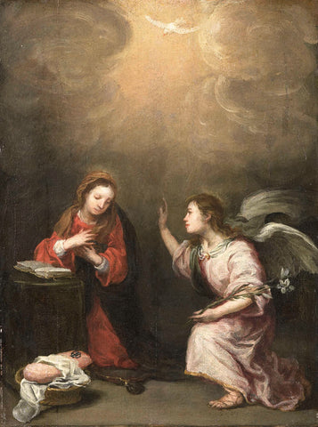 The Annunciation, Bartolomé Esteban Murillo (follower of), 1700 - 1800 Canvas Print