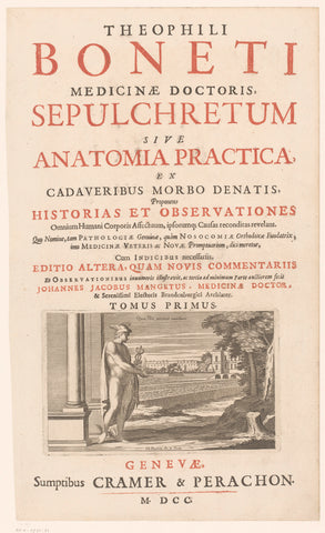 Titelpagina voor: Théophile Bonet, Sepulchretum sive anatomy practica (...), 1700, Jacques Louis Durant, 1700 Canvas Print