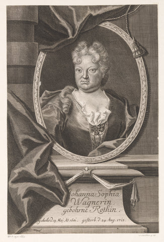 Portrait of Johanna Sophia Wagner, Martin Bernigeroth, 1713 - 1733 Canvas Print