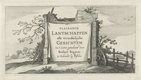 Title print for a series of landscapes with villages around Amsterdam, Claes Jansz. Visscher (II), 1637 - 1652 Canvas Print