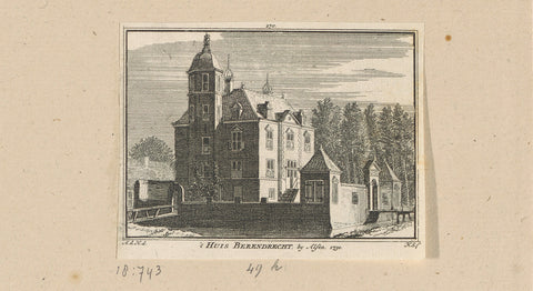 View of Huis Berendrecht, 1730, Hendrik Spilman, 1750 - 1792 Canvas Print