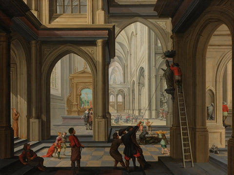 Iconoclasm in a Church, Dirck van Delen, 1630 Canvas Print