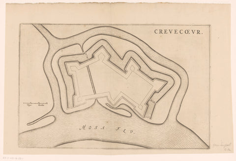 Fortress map of Fort Crèvecoeur at 's-Hertogenbosch, anonymous, 1649 - 1652 Canvas Print