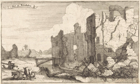 The castle at Breukelen, destroyed by the French in 1672, Isaac Sorious, 1672 - 1676 Canvas Print