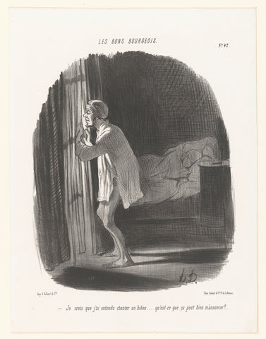 Man wakes up at night from an owl, Honoré Daumier, 1847 Canvas Print