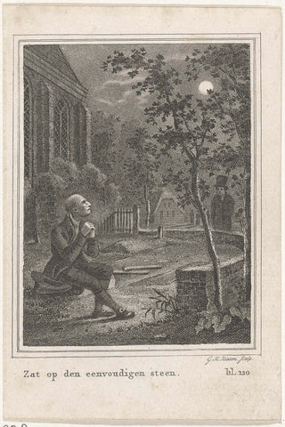 Man in a Garden at Night, GM Heaton, c. 1827 - 1836 Canvas Print