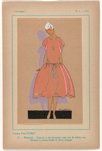 Très Parisien, 1926, No.  1, Pl. 12: Creation Paul POIRET - ROSERAIE, Bertaux, 1926 Canvas Print