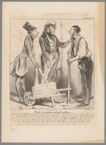 Robert Macaire and Bertrand make a proposal to an earthworker, Honoré Daumier, 1838 Canvas Print