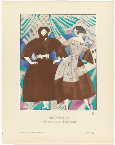 Gazette du Bon Ton, 1920 - No. 8, Pl. 59: Hindoustan / Robe-manteau, by Paul Poiret, Charles Martin, 1920 Canvas Print