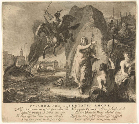 Tableau vivant with Perseus and Andromeda, Pieter Nolpe, 1642 Canvas Print