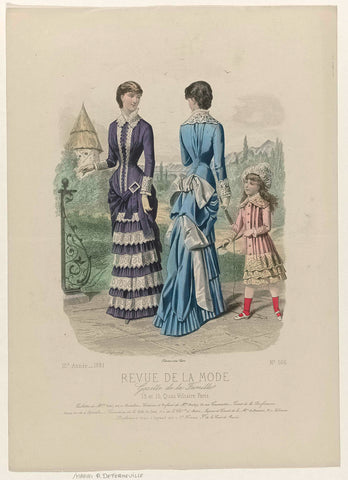 Revue de la Mode, Gazette de la Famille, dimanche 11 septembre 1881, 10e année, No. 506: Toilettes de Melles Vidal (...), P. Deferneville, 1881 Canvas Print