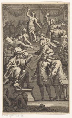 Reception of Cornelis de Bruyn as new member of the Bentvueghels, anonymous, 1700 Canvas Print