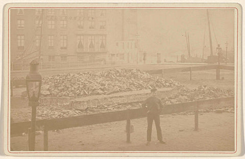 Demolished houses on the Schapenplein in Amsterdam, 1877, anonymous, 1877 Canvas Print