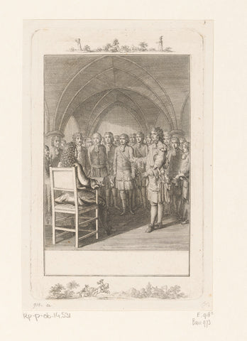 Friedrich I is presented by the duke of Schomberg, Daniel Nikolaus Chodowiecki, 1799 Canvas Print